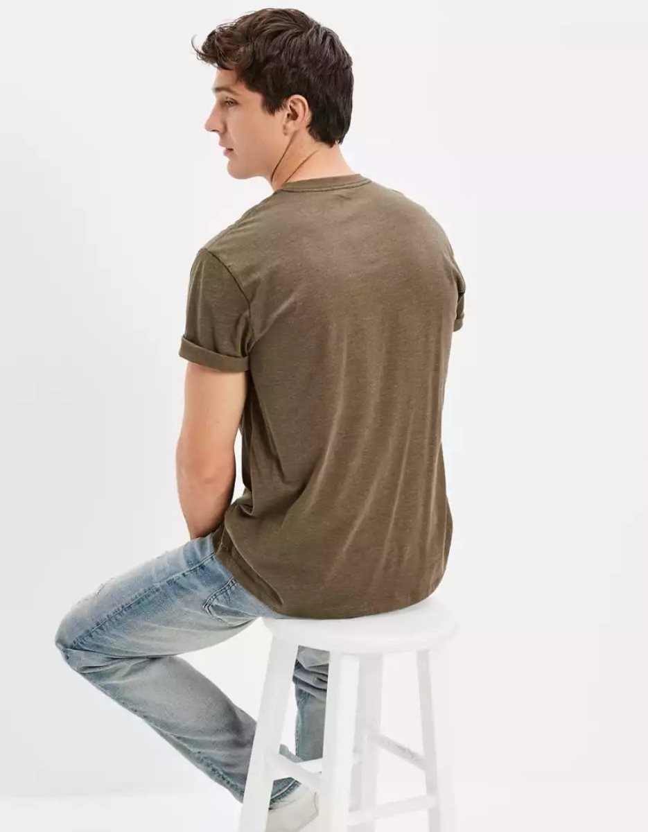 T Shirts American Eagle AE Super Soft Legend Vert Olive Homme | FHG-81842498